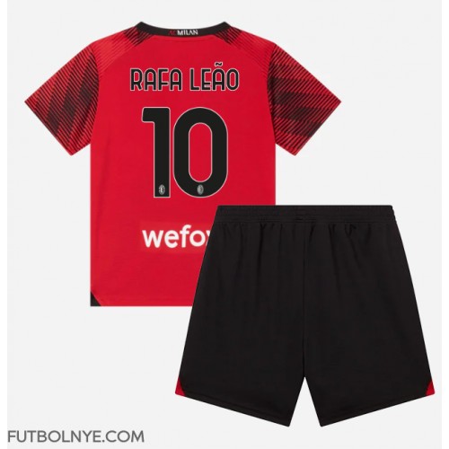 Camiseta AC Milan Rafael Leao #10 Primera Equipación para niños 2023-24 manga corta (+ pantalones cortos)